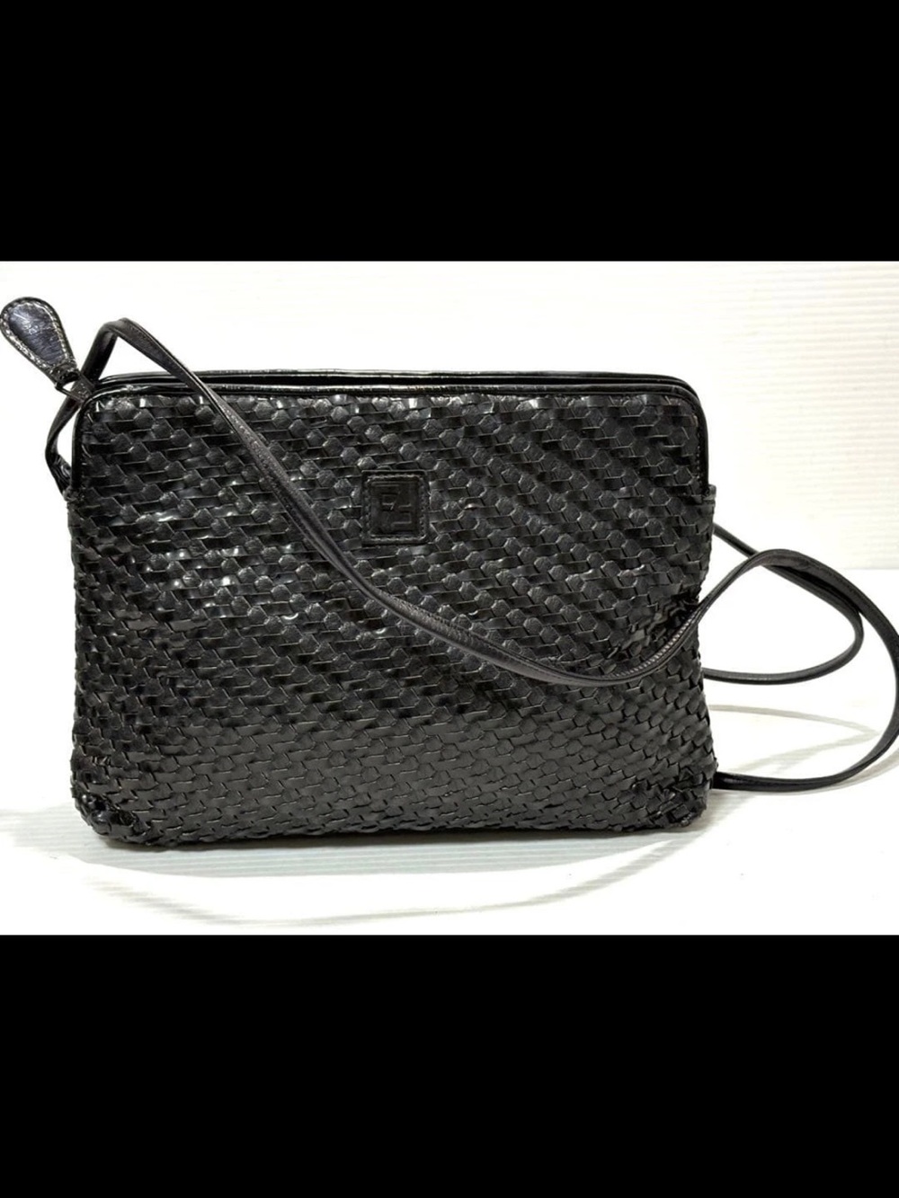 Fendi Black Woven Leather Crossbody